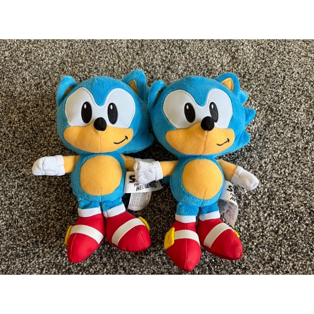 Jakks Pacific Sonic The Hedgehog‎ 9" Plush Toy Stuffed Animal Sega 2023 Lot Of 2